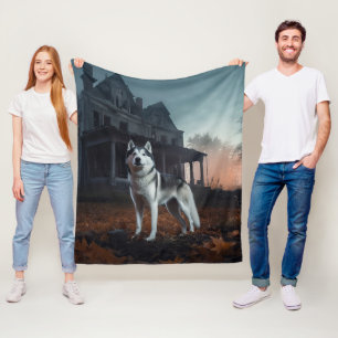 Sibirian Husky Halloween Gruselig Fleecedecke
