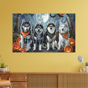 Sibirian Husky Halloween Gruselig Leinwanddruck