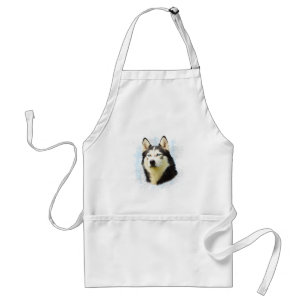 Sibirian Husky Hund Wasserfarben-Kunstmalerei Schürze