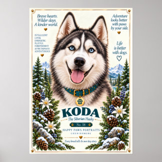 Sibirian Husky-Hundeporträt | Koda Nr. 18 Poster