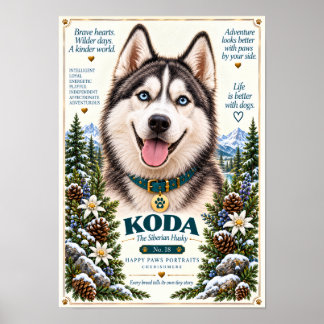 Sibirian Husky-Hundeporträt | Koda Nr. 18 Poster