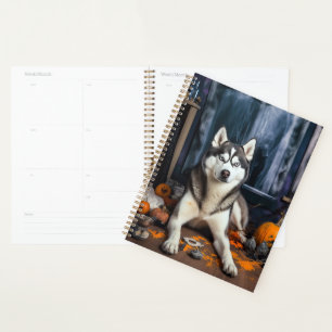 Sibirian Husky Kürbisse Halloween Gruselig Planer