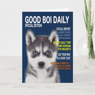 Sibirian Husky-Parodie-Magazin-Cover-Karte Karte