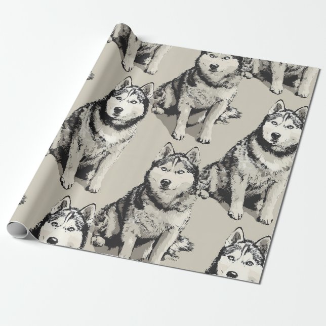 Sibirian Husky-Portrait-Geschenkpapier Geschenkpapier (Ungerollt)