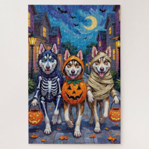 Sibirian Husky Süßigkeiten-sammeln Halloween-Kostü Puzzle