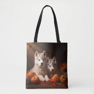 Sibirian Husky Welpe Herbstfreude Kürbis
