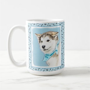Sibirian Husky Welpenmalerei - Originale Hundekuns Kaffeetasse