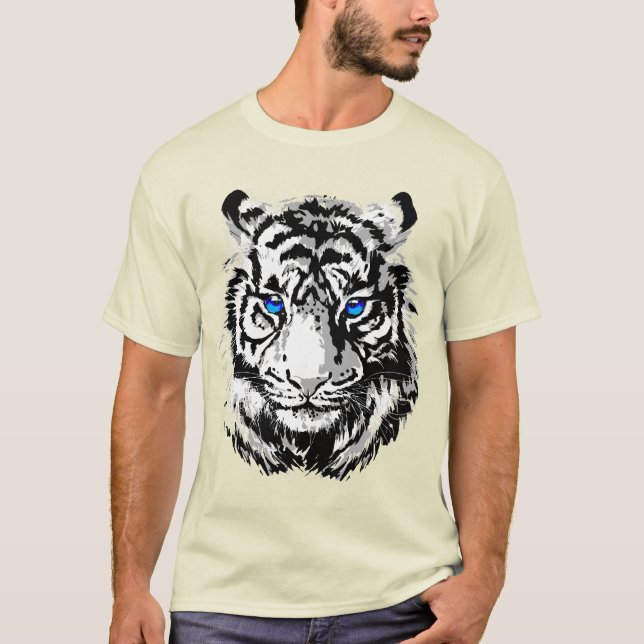 Sibirianisches Weißer Tiger Head - Tiger Blue Eyes T-Shirt (Vorderseite)