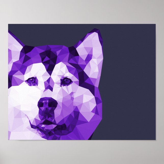 Sibirien-Husky-Niedrige Polnische Kunst im Lila Poster (Vorne)