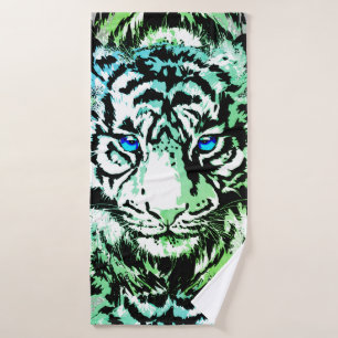 Sibirienweißer Tiger Kopf - Tiger Blue Eyes Badehandtuch