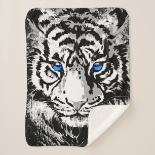 Sibirienweißer Tiger Kopf - Tiger Blue Eyes Sherpadecke