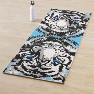 Sibirienweißer Tiger Kopf - Tiger Blue Eyes Yogamatte