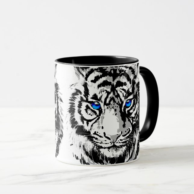 Sibirier White Tiger Head - Tiger Blue Eyes Kaffee Tasse (VorderseiteRechts)