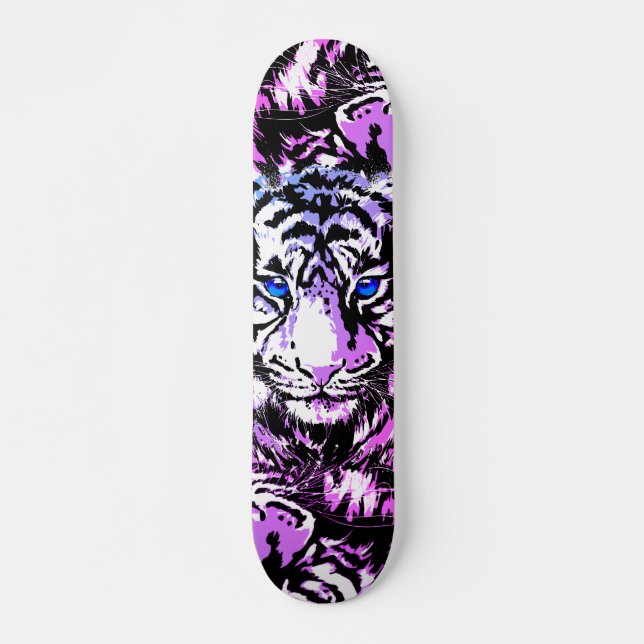Sibirier White Tiger Head - Tiger Skateboard Blau (Vorne)