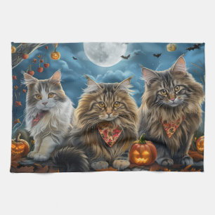 Sibirische Halloween-Katze Gruselig Geschirrtuch