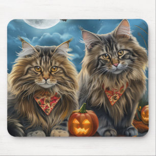 Sibirische Halloween-Katze Gruselig Mousepad