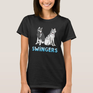 Sibirische Huskies mit Brillen schwingen Hundeschl T-Shirt