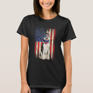 Sibirische Husky-Amerikanische Flagge 4. Juli Patr T-Shirt