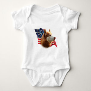 Sibirische Husky-Flagge (rot) Baby Strampler