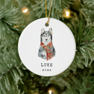 Sibirische Husky-Hund-Gedenkstätte Keramik Ornament
