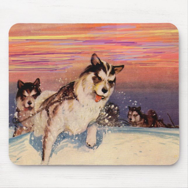 Sibirische Husky-Hunde in den 40er Jahren machen i Mousepad (Vorne)