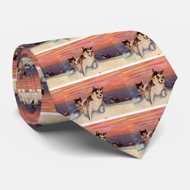 Sibirische Husky-Hunde in den 40er Jahren taten ih Krawatte (Gerollt)