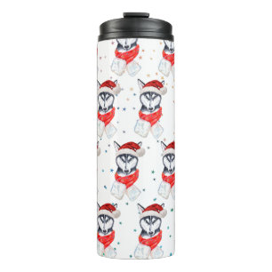 Sibirische Husky-Hunderasse Weihnachtssterne Thermosbecher