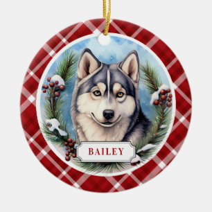 Sibirische Husky-Keramik Zirkel-Ornament Keramik Ornament