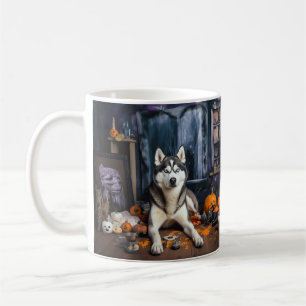 Sibirische Husky-Kürbisse Halloween Gruselig Kaffeetasse