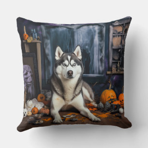 Sibirische Husky-Kürbisse Halloween Gruselig Kissen