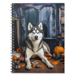Sibirische Husky-Kürbisse Halloween Gruselig Notizblock
