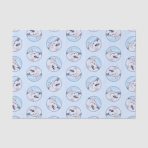 Sibirische Husky-Malerei - Silber und Weiße Hundek Seidenpapier