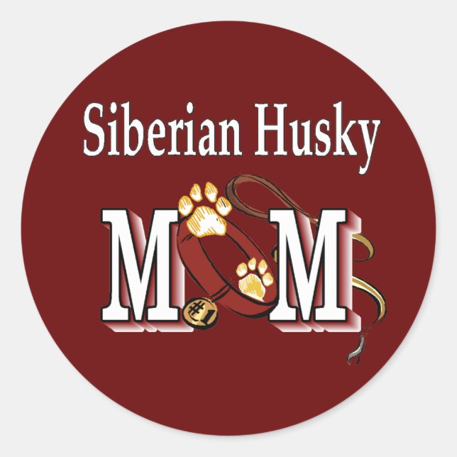 Sibirische Husky-Mama Runder Aufkleber (Vorderseite)