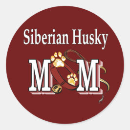 Sibirische Husky-Mama Runder Aufkleber