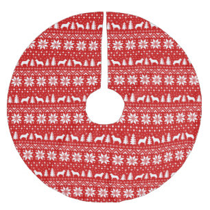Sibirische Husky-Silhouetten Weihnachtsmuster Polyester Weihnachtsbaumdecke