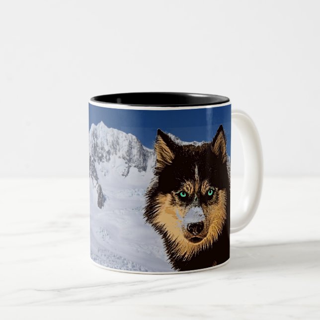 Sibirische Husky-Tasse Zweifarbige Tasse (VorderseiteRechts)