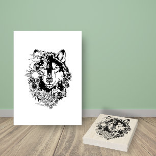 Sibirische Husky-Tierkunst-Farbseite Gummistempel