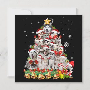 Sibirische Husky-Weihnachtsbaumlichter   Hund Xmas Einladung