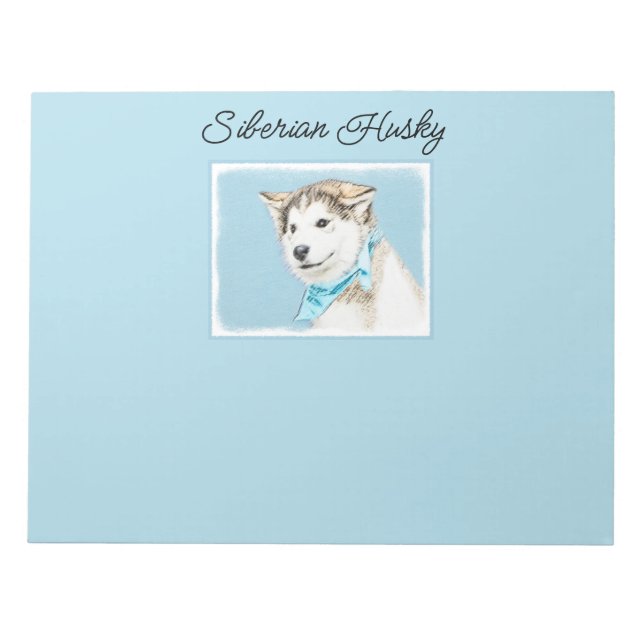 Sibirische Husky-Welpen-Malerei - Original Hundesc Notizblock (Vorderseite)