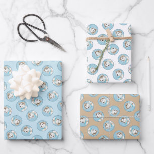 Sibirische Husky Welpenmalerei Copper Red Dog Art Geschenkpapier Set