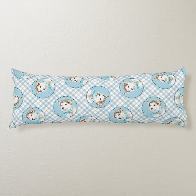 Sibirische Husky Welpenmalerei Copper Red Dog Art Seitenschläferkissen (Vorderseite)