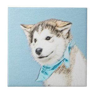 Sibirische Husky-Welpenmalerei - Original Hundesch Fliese