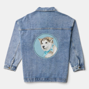 Sibirische Husky-Welpenmalerei - Original Hundesch Jeansjacke