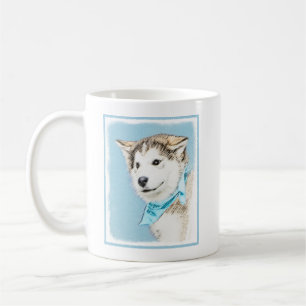 Sibirische Husky-Welpenmalerei - Original Hundesch Kaffeetasse