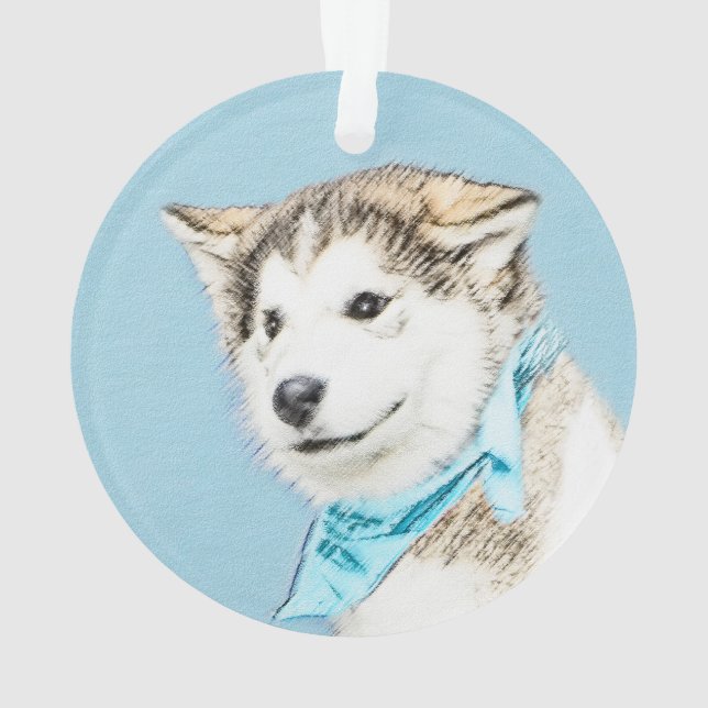 Sibirische Husky-Welpenmalerei - Original Hundesch Ornament (Rückseite)