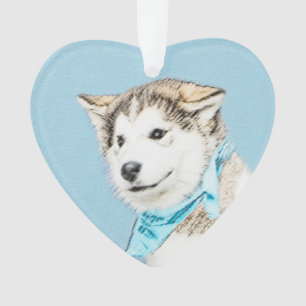 Sibirische Husky-Welpenmalerei - Original Hundesch Ornament