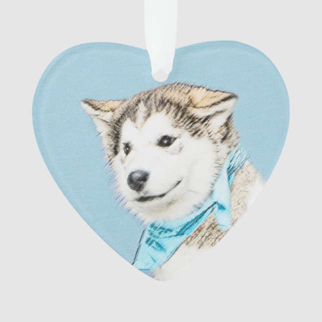 Sibirische Husky-Welpenmalerei - Original Hundesch Ornament (Vorderseite)