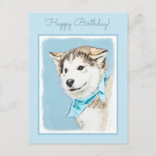 Sibirische Husky-Welpenmalerei - Original Hundesch Postkarte