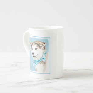Sibirische Husky-Welpenmalerei - Original Hundesch Prozellantasse