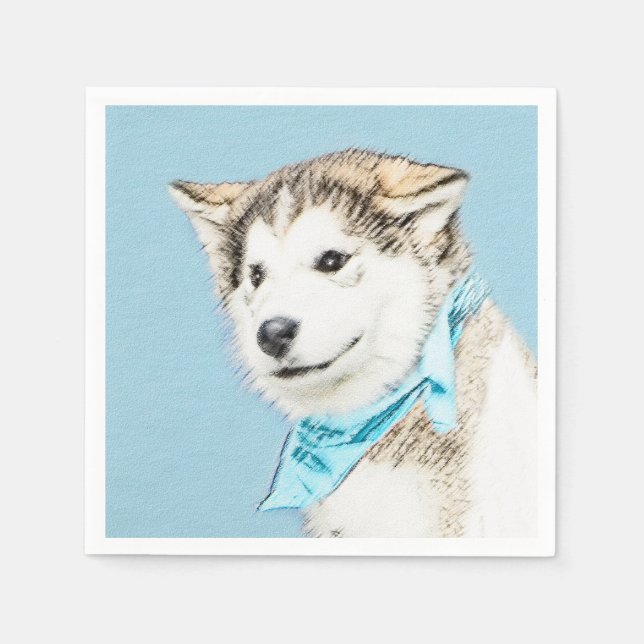 Sibirische Husky-Welpenmalerei - Original Hundesch Serviette (Vorderseite)